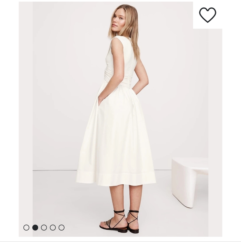 NWOT Banana Republic Cream Cut-Out Midi Dress Size S White - Picture 5 of 8